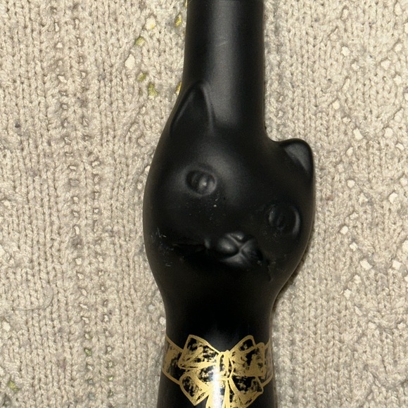 Black Opaque Cat Glass Empty Wine Bottle - Picture 3 of 4